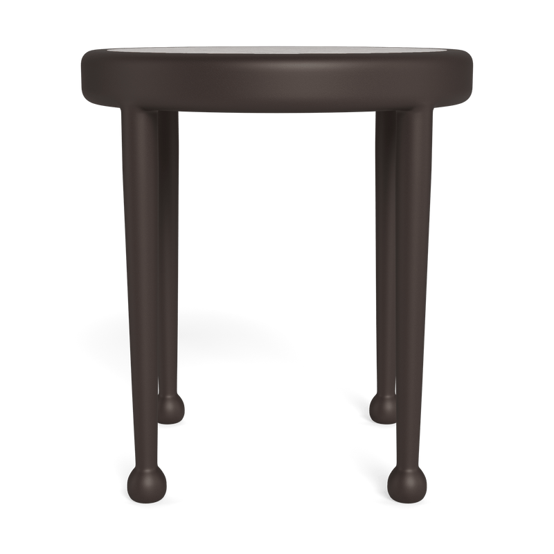 Andre Round Side Table | Aluminum Bronze, Travertine Dark Grey,