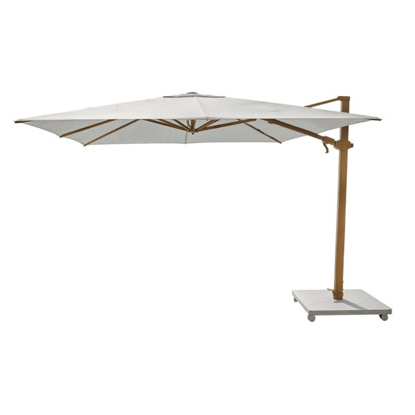 Antego Cantilever Umbrella + Base | Sandstone, Aluminum Teak, Natural