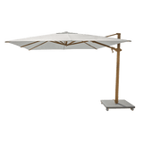 Antego Cantilever Umbrella + Base | Silk Grey Granite, Aluminum Teak, Natural