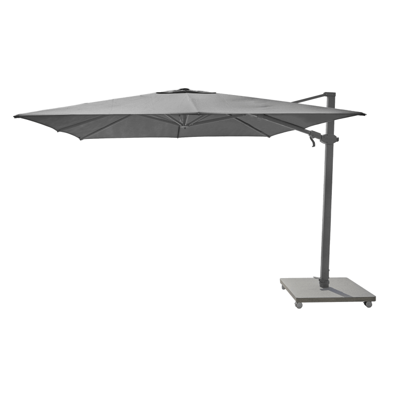 Antego Cantilever Umbrella + Base | Silk Grey Granite, Aluminum Anthracite, Gris Nature