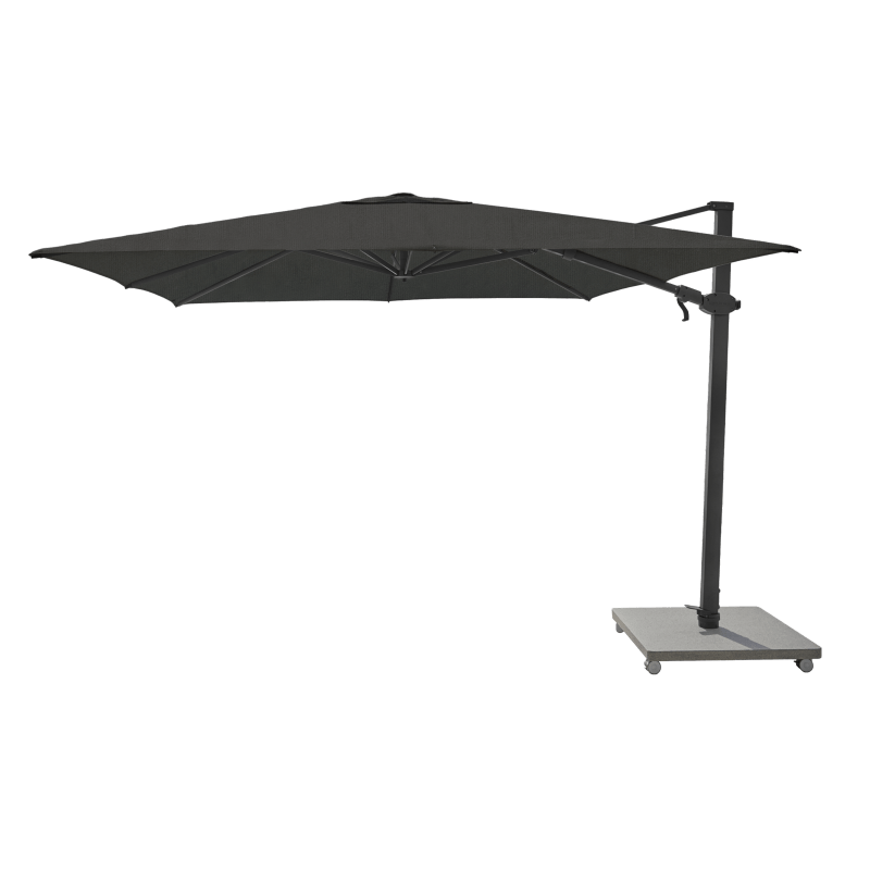 Antego Cantilever Umbrella + Base | Silk Grey Granite, Aluminum Black, Black