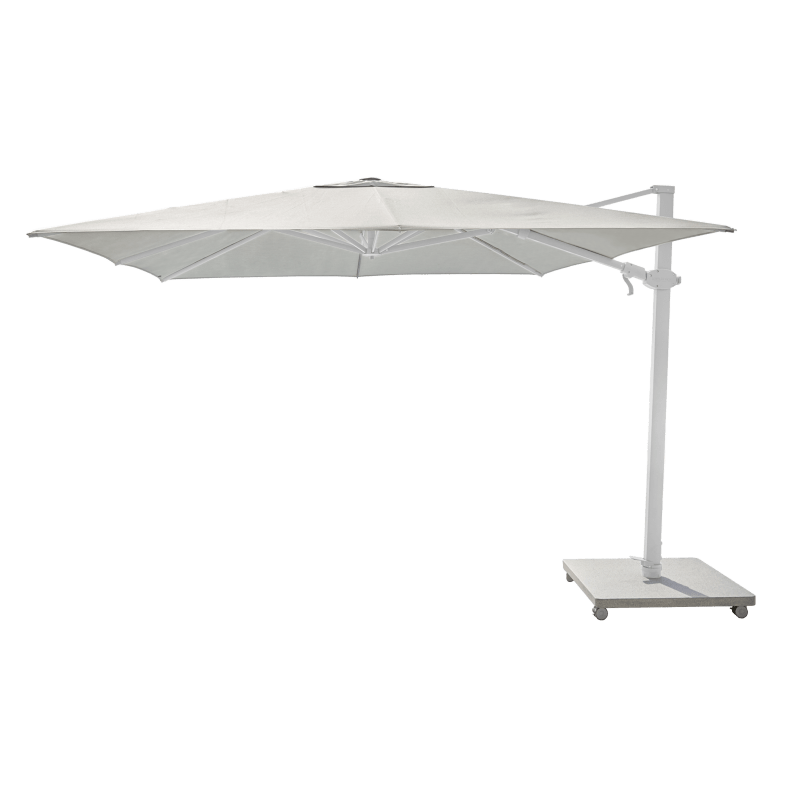 Antego Cantilever Umbrella + Base | Sandstone, Aluminum White, Natural
