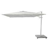 Antego Cantilever Umbrella + Base | Silk Grey Granite, Aluminum White, Natural