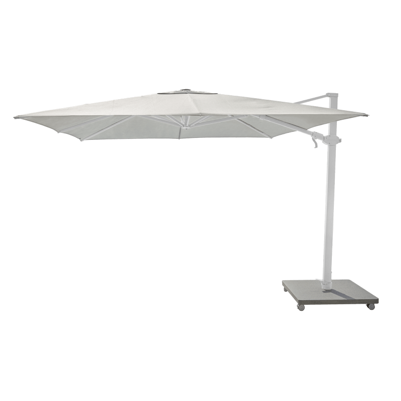 Antego Cantilever Umbrella + Base | Silk Grey Granite, Aluminum White, Natural