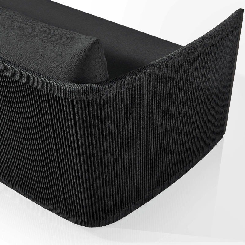 Antigua 2 Seat 1 Arm Left | Aluminum Asteroid, Panama Grafito, Rope Dark Grey