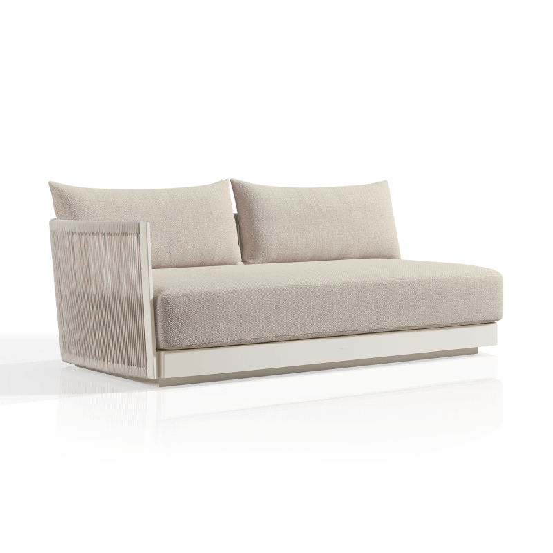 Antigua 2 Seat 1 Arm Left | Aluminum Bone, Siesta Taupe, Rope Shell