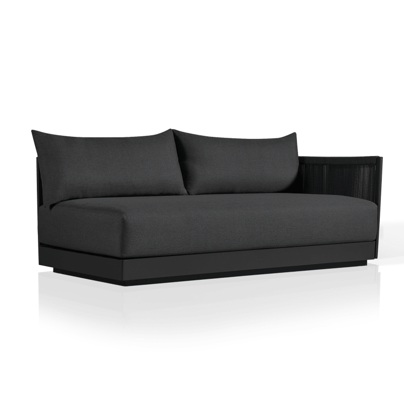 Antigua 2 Seat 1 Arm Right | Aluminum Asteroid, Panama Grafito, Rope Dark Grey