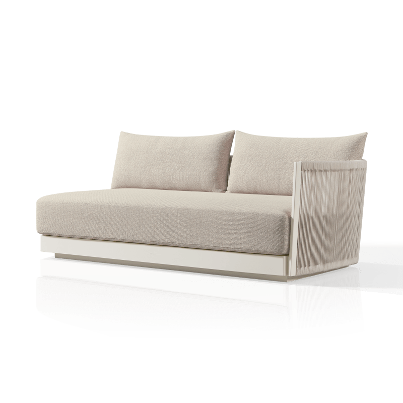 Antigua 2 Seat 1 Arm Right | Aluminum Bone, Siesta Taupe, Rope Shell