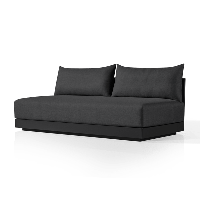 Antigua 2 Seat Armless Sofa | Aluminum Asteroid, Panama Grafito, Rope Dark Grey