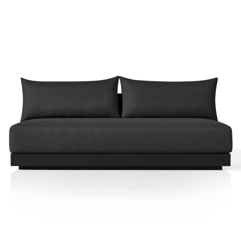 Antigua 2 Seat Armless Sofa | Aluminum Asteroid, Panama Grafito, Rope Dark Grey
