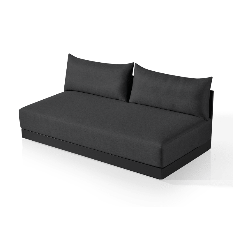 Antigua 2 Seat Armless Sofa | Aluminum Asteroid, Panama Grafito, Rope Dark Grey