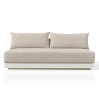 Antigua 2 Seat Armless Sofa | Aluminum Bone, Siesta Taupe, Rope Shell