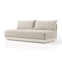 Antigua 2 Seat Armless Sofa | Aluminum Bone, Siesta Taupe, Rope Shell