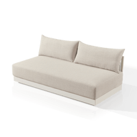 Antigua 2 Seat Armless Sofa | Aluminum Bone, Siesta Taupe, Rope Shell