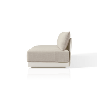 Antigua 2 Seat Armless Sofa | Aluminum Bone, Siesta Taupe, Rope Shell