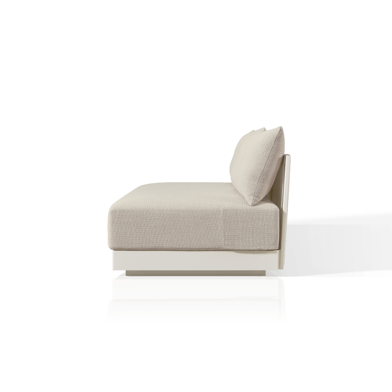 Antigua 2 Seat Armless Sofa | Aluminum Bone, Siesta Taupe, Rope Shell