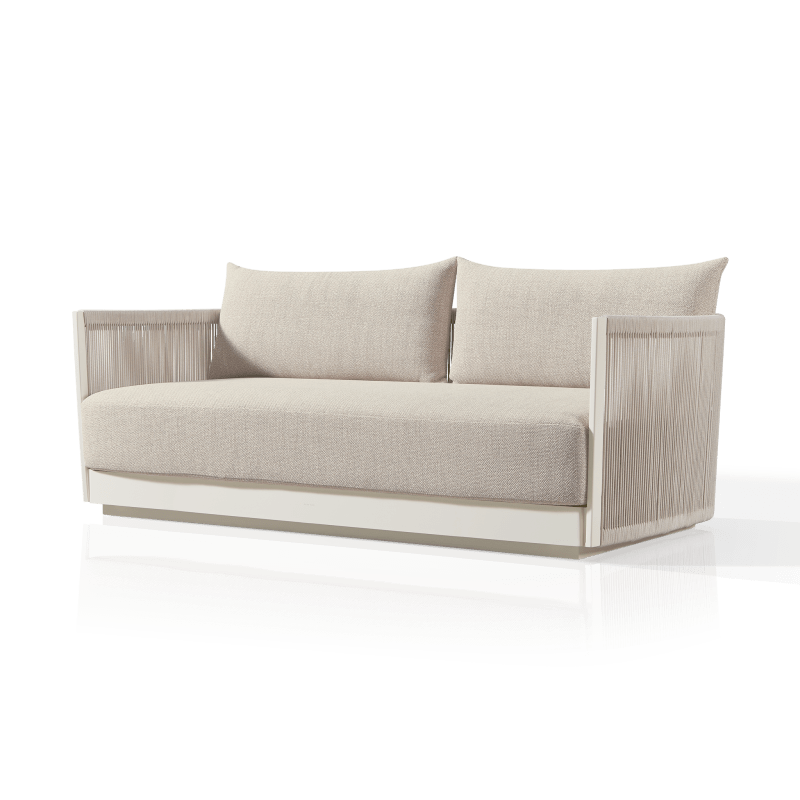 Antigua 2 Seat Sofa | Aluminum Bone, Siesta Taupe, Rope Shell