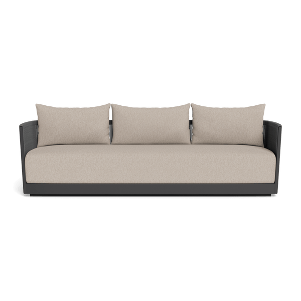 Antigua 3 Seat Sofa | Aluminum Asteroid, Pebble Sand, Rope Dark Grey