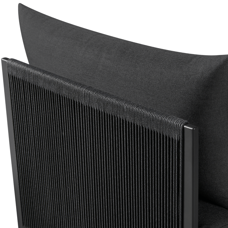 Antigua Armless Single | Aluminum Asteroid, Panama Grafito, Rope Dark Grey