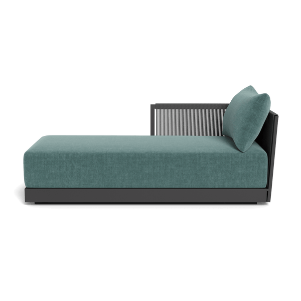 Antigua Chaise Left | Aluminum Asteroid, Altona Dew, Rope Dark Grey