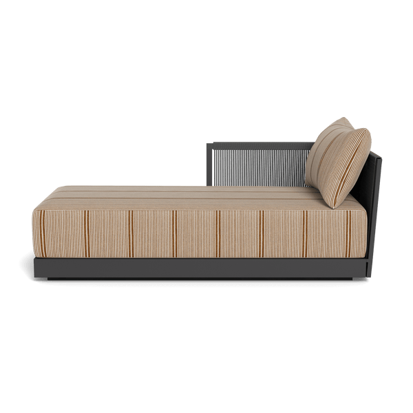 Antigua Chaise Left | Aluminum Asteroid, Bateau Teak, Rope Dark Grey
