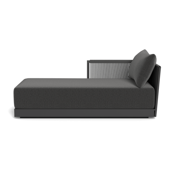 Antigua Chaise Left | Aluminum Asteroid, Marley Boulder, Rope Dark Grey