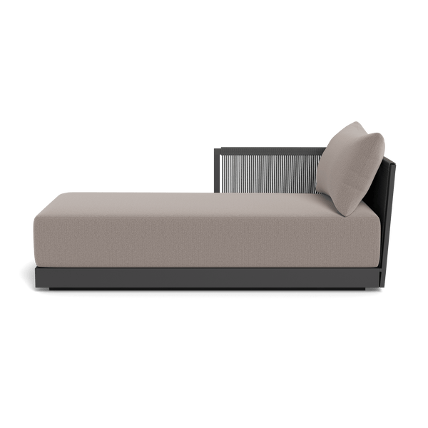 Antigua Chaise Left | Aluminum Asteroid, Marley Chinchilla, Rope Dark Grey