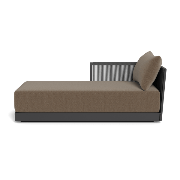 Antigua Chaise Left | Aluminum Asteroid, Marley Mink, Rope Dark Grey