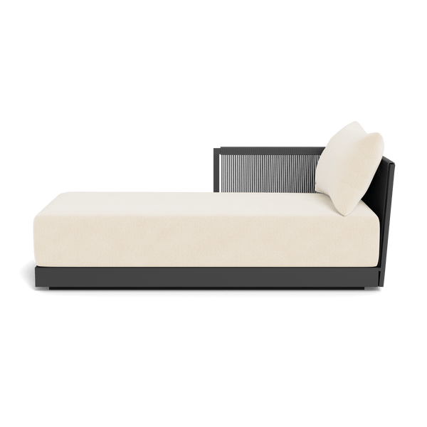 Antigua Chaise Left | Aluminum Asteroid, Marley Parchment, Rope Dark Grey