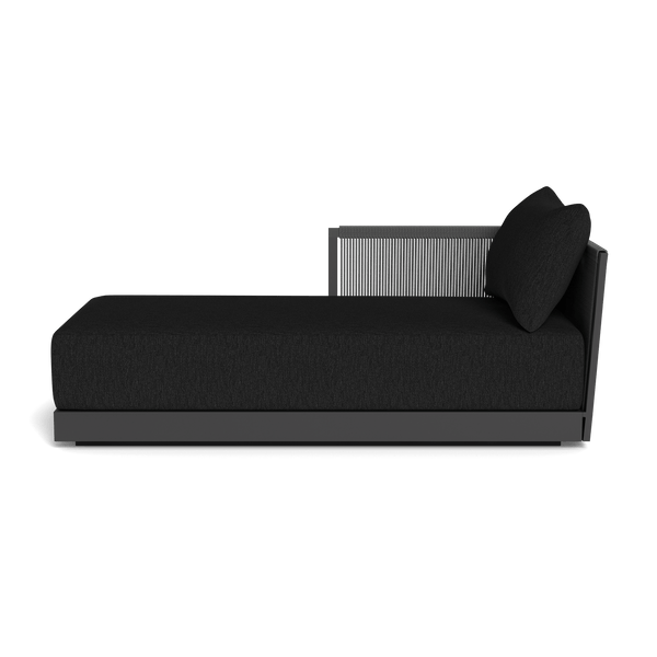 Antigua Chaise Left | Aluminum Asteroid, Pebble Charcoal, Rope Dark Grey