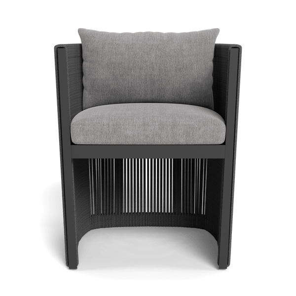Antigua Dining Chair | Aluminum Asteroid, Altona Dove, Rope Dark Grey