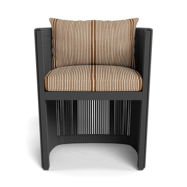 Antigua Dining Chair | Aluminum Asteroid, Bateau Teak, Rope Dark Grey