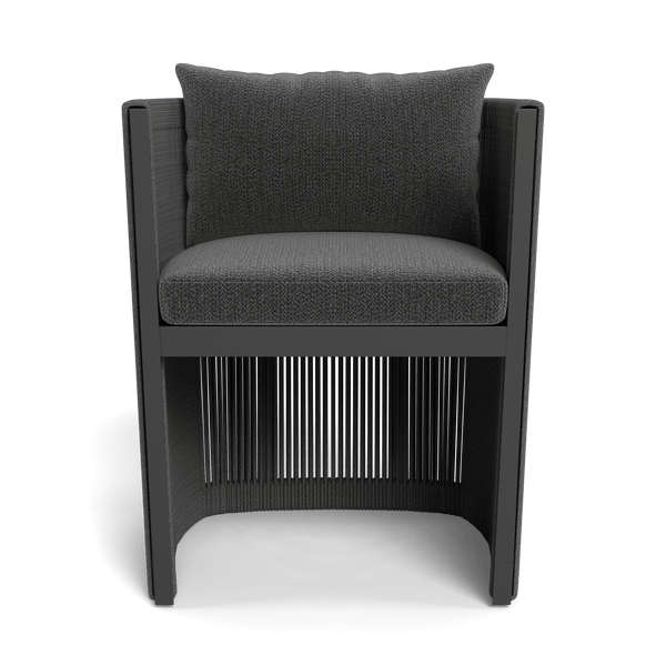 Antigua Dining Chair | Aluminum Asteroid, Marley Boulder, Rope Dark Grey