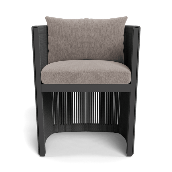 Antigua Dining Chair | Aluminum Asteroid, Marley Chinchilla, Rope Dark Grey