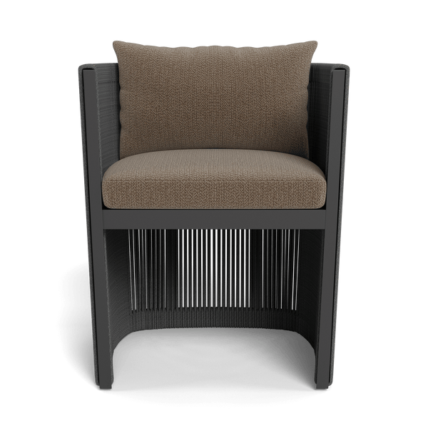 Antigua Dining Chair | Aluminum Asteroid, Marley Mink, Rope Dark Grey