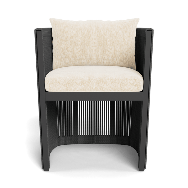 Antigua Dining Chair | Aluminum Asteroid, Marley Parchment, Rope Dark Grey