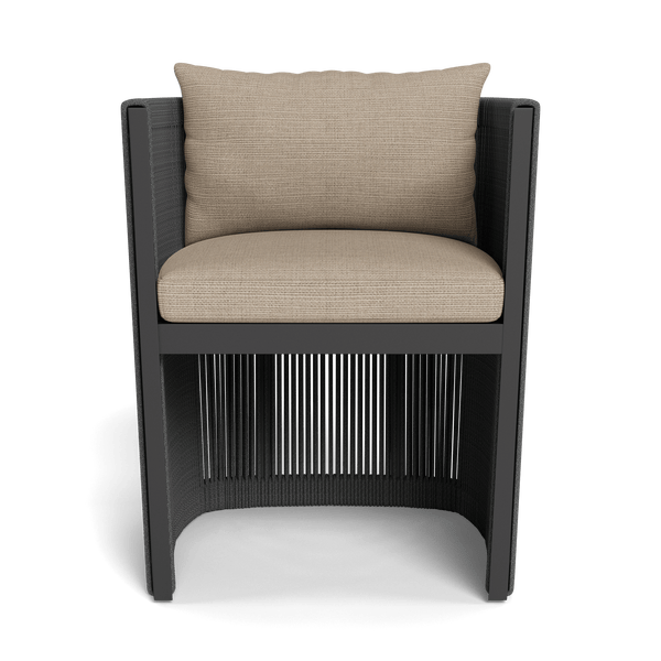 Antigua Dining Chair | Aluminum Asteroid, Monterey Sand, Rope Dark Grey