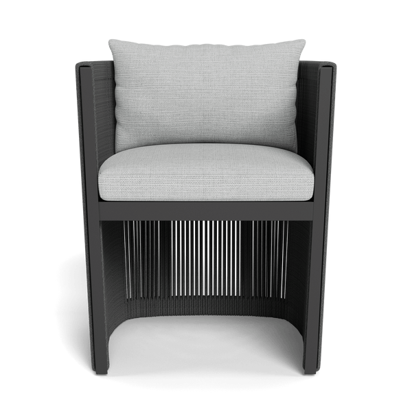Antigua Dining Chair | Aluminum Asteroid, Monterey Silver, Rope Dark Grey