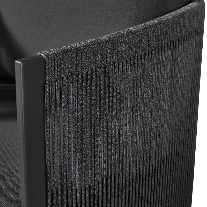 Antigua Dining Chair | Aluminum Asteroid, Panama Grafito, Rope Dark Grey