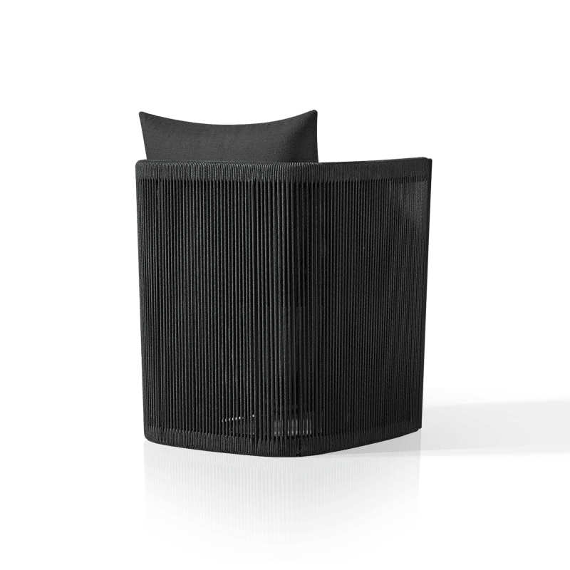 Antigua Dining Chair | Aluminum Asteroid, Panama Grafito, Rope Dark Grey