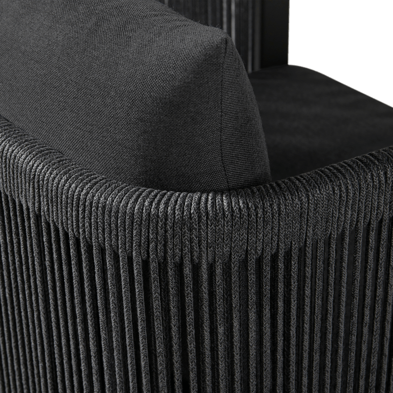 Antigua Dining Chair | Aluminum Asteroid, Panama Grafito, Rope Dark Grey