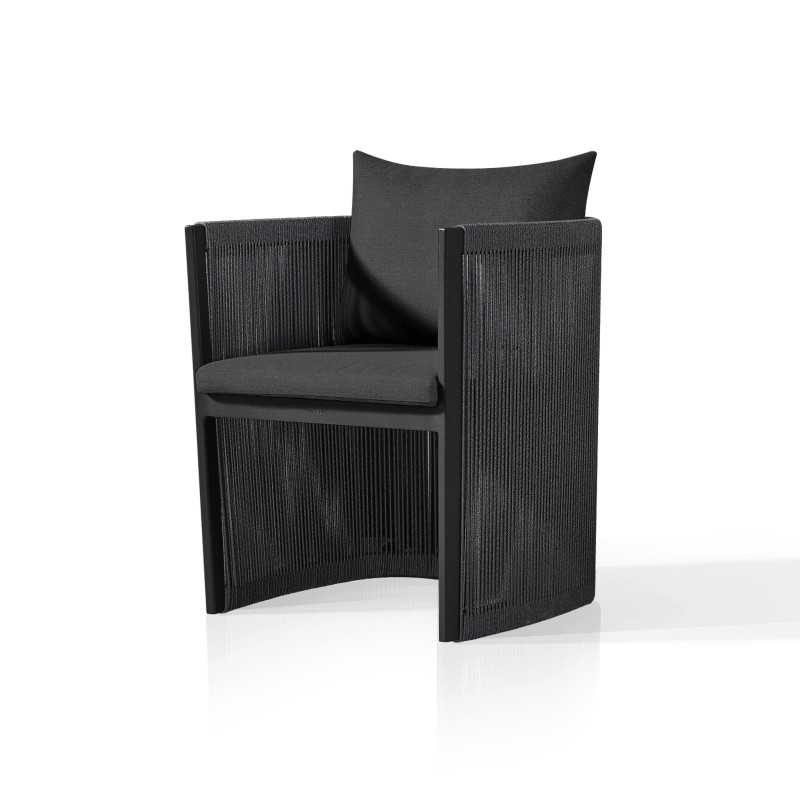 Antigua Dining Chair | Aluminum Asteroid, Panama Grafito, Rope Dark Grey