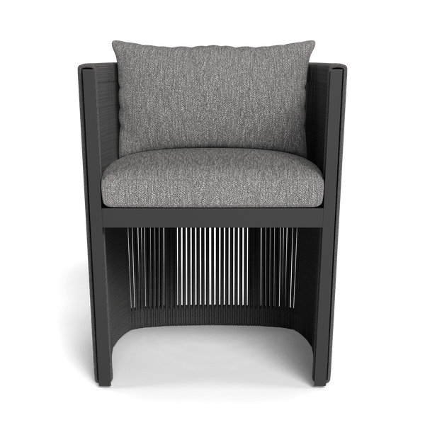 Antigua Dining Chair | Aluminum Asteroid, Pebble Fog, Rope Dark Grey