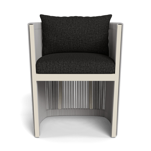 Antigua Dining Chair | Aluminum Bone, Copacabana Midnight, Rope Light Grey