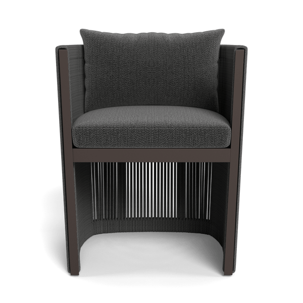 Antigua Dining Chair | Aluminum Bronze, Marley Boulder, Rope Dark Grey