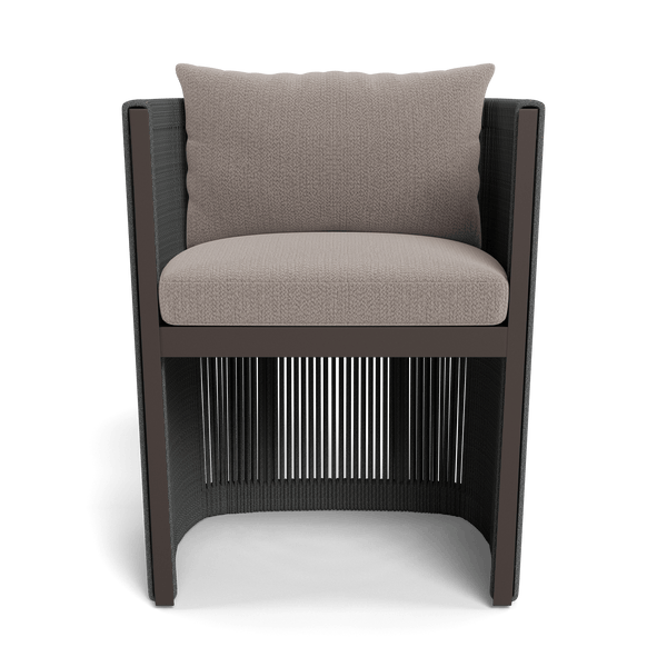 Antigua Dining Chair | Aluminum Bronze, Marley Chinchilla, Rope Dark Grey