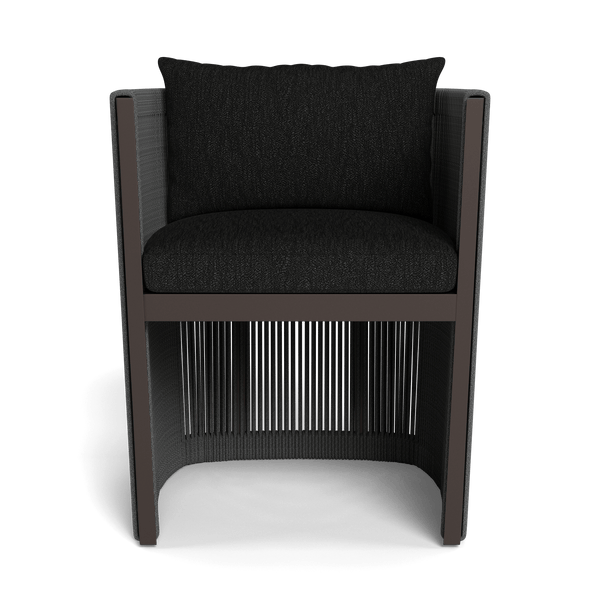 Antigua Dining Chair | Aluminum Bronze, Pebble Charcoal, Rope Dark Grey