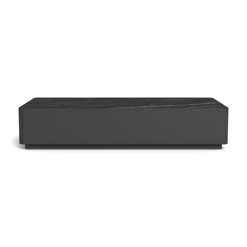 Antigua Rectangle Coffee Table | Aluminum Asteroid, Laminam Noir,
