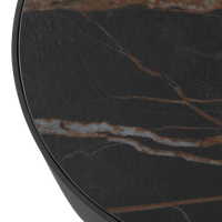 Antigua Round Side Table | Aluminum Asteroid, Laminam Noir,