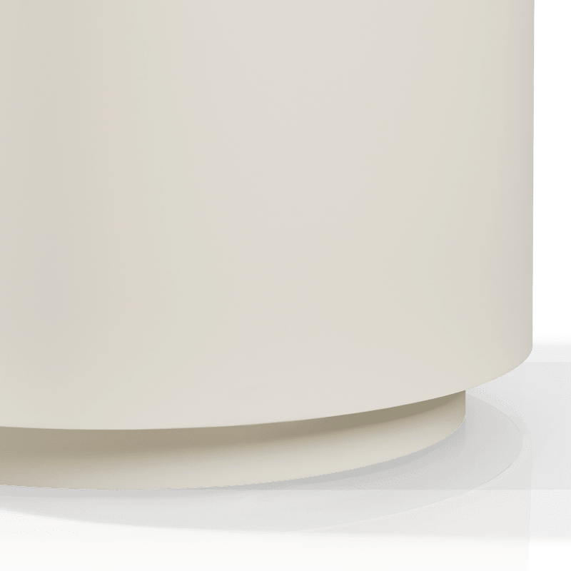 Antigua Round Side Table | Aluminum Bone, Travertine Natural,
